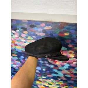 Vintage Greek Fishermans Cap Black Wool Blend Mariner Hat Made in Greece